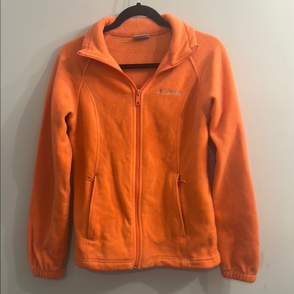 Columbia Women’s Orange Fleece Zip Up Pockets Jacket Size Medium - Picture 1 of 8